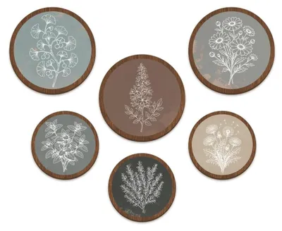 Immagine prodotto di Set di 6 vetri decorativi in stile retrò per decorazioni murali