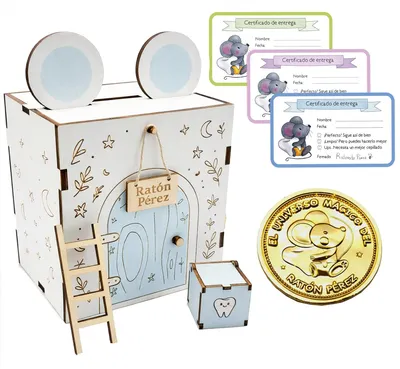 Produktbild von Zaldun Maustür aus Holz – Spardose – Haus der Maus für Kinder, Treppe, Box für z