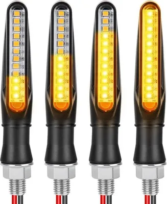 Zdjęcie produktu dla Światła sygnalizacyjne do motocykli – 4 sztuki uniwersalnych, wodoodpornych świateł sygnalizacyjnych – 12 V – światła do jazdy dziennej i światła hamowania do motocykli (czarne)