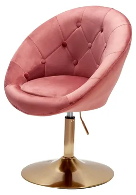 Produktbild von FineBuy Loungesessel Samt Design Drehstuhl, Clubsessel mit Rückenlehne, Drehsessel Cocktailsessel Lounge, Sessel mit Stoffbezug Rosa
