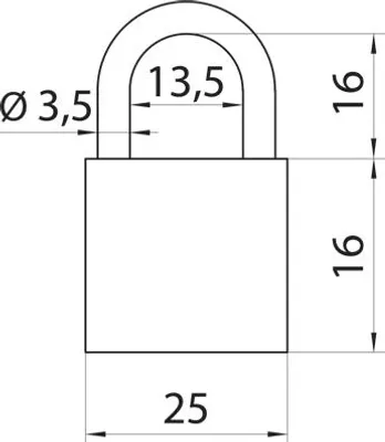 Produktbild von Vorhängeschloss mit Messingriegel KD-25 BLISTER