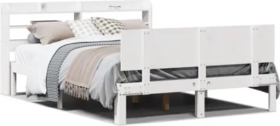 Produktbild von vidaXL Bettgestell mit Kopfteil ohne Matratze Weiß 120x190 cm