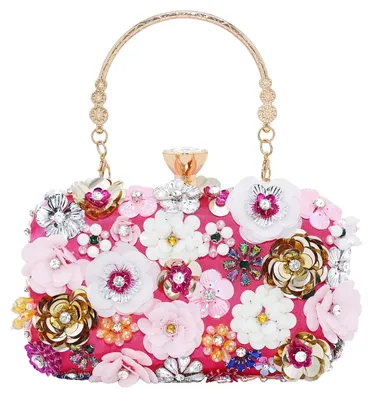 Produktbild von Milisente Damen Clutch Geldbörse Blume Abend Handtasche Kettenriemen Schultertas