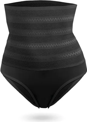 Produktbild von Figurformender Bodyshaper mit Bikini Slip ( Schwarz / L ) Highwaist Miederhose mit Bauchweg Effekt - Shapewear Bodypants, bequemer Miederslip Hohe Taille