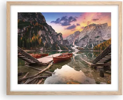 Produktbild von Gerahmtes Poster - Rahmen in heller Eiche - Boote Berge See - 50x40 cm - Wand Bild - Wanddeko - Wandbilder - Kunstposter - Wandposter - Bilderrahmen - Bilder - Kunstdruck - P2NAA50x40-4638