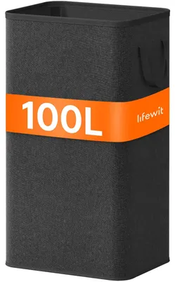 Faltbarer Wäschekorb 100 L mit Griffen, schwarz, 42x32x75 cm