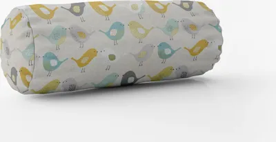Produktbild von SCHÖNER LEBEN. Kissenhülle Fryett`s Birds Vögel beige grau mint senf Größe 15x40cm (ØxB) Nackenrolle 15x40cm (ØxB) Nackenrolle Größe
