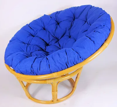 Produktbild von Rattan Papasansessel , Papasan Durchmesser 110 cm, Fb. Honig, Polster Uni Living 226 dunkelblau