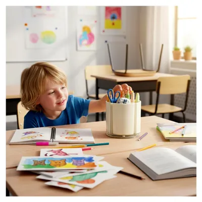 Produktbild von Drehbarer Stiftehalter mit mehreren Fächern für Schreibtisch und Büro