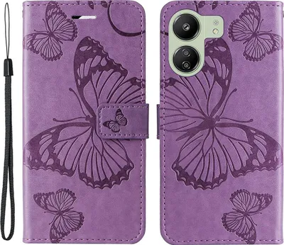 Produktbild von Xiaomi Redmi 13C / Poco C65 Hülle - Coverup Schmetterlinge Klapphülle - Lila
