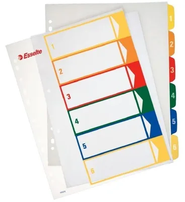 Produktbild von Esselte 100212, Numerischer Registerindex, Polypropylen (PP), Mehrfarbig, 245 mm, 2 mm, 305 mm