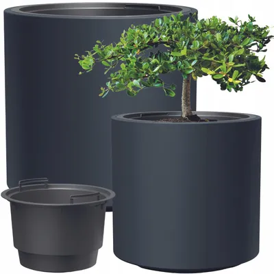 Produktbild von DTU24 HEOS Zylinder Pflanzgefäß 30 cm Anthrazit mit Einsatz