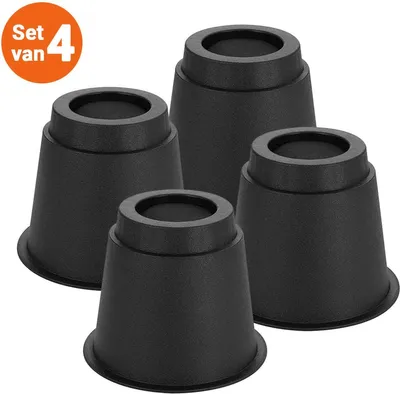 Productafbeelding van JustValue Meubelverhogers Rond – Set 4-delig – 15 cm Hoog – Antislip – Geschikt voor Poten tot 15 cm – Bed - Zwart - Tafel - Stoel - Kast - Verhogers