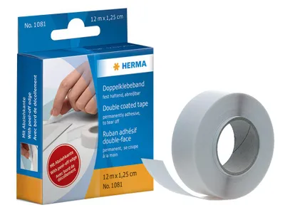 Productafbeelding van Herma 1081, Herma dubbelzijdige plakband, kartonnen dispenser, 12 meter. 1081