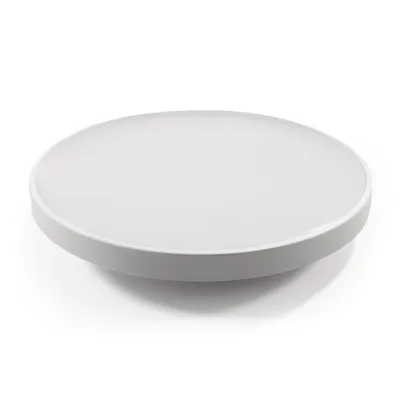 A white, circular LED ceiling light is shown against a white background.