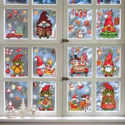 Productafbeelding van Kerststickerset met zelfklevende miniaturen - 9 vellen - Decoratie voor kinderkamers - Kerstmotief