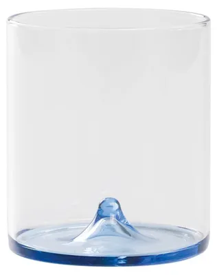 Produktbild von Discobolo 4er-Set Trinkgläser aus mundgeblasenem Borosilikatglas, 34,5 cl, Design mit blauem Boden für einen eleganten und modernen Tischservice