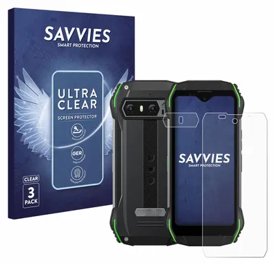 A product shot featuring a smartphone and its packaging, along with a screen protector.