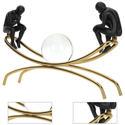 Produktbild von Skulptur Dekofigur, Denker Skulptur Deko, Denker Skulptur mit Kristallkuge,Abstrakte Kunst Figuren Statuen Deko , Deko fš¹r Wohnzimmer, Bš¹ro & Vitrine