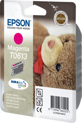 Produktbild von Epson Teddybear Singlepack Magenta T0613 DURABrite Ultra Ink, Magenta, Tinte auf Pigmentbasis, 1 Stück(e)