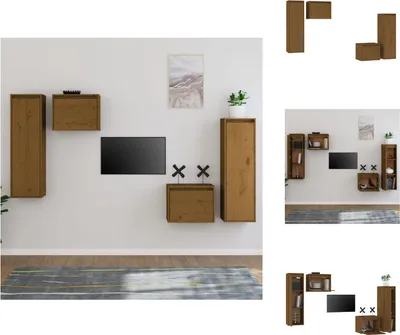 Produktbild von vidaXL TV-Schränke 4 Stk. Honigbraun Massivholz Kiefer -  TV-Möbel