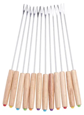 Produktbild von 12-teiliges Set Hot-Pot-Gabeln mit Holzgriff