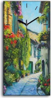 Produktbild von Dekor Leinwand Uhr Wandbilder 30x60 Blumen Straße in der Stadt Italien - schwarze Hände
