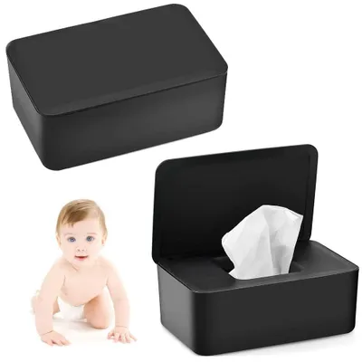 Image de Lot de 2 boîtes distributeuses pour lingettes humides, de couleur noire