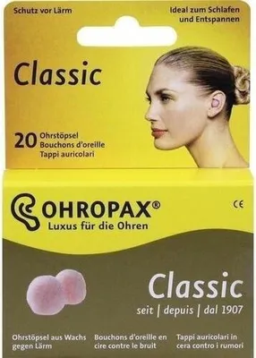 Produktbild von OHROPAX Classic, Einweg-Ohrstöpsel, Beige, Wachs, Box, 20 Stück(e)