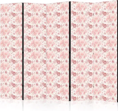 Obrázek produktu pro Oboustranný paraván Květiny 225x172 cm 5dílný béžový