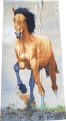 Immagine prodotto di Telo mare per bambini con motivo di cavallo, stallone 70 cm x 140 cm, 100 % cotone