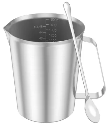 Productafbeelding van Roestvrijstalen meetbeker van 1500 ml met handvat en roerlepel, vaatwasmachinebestendig
