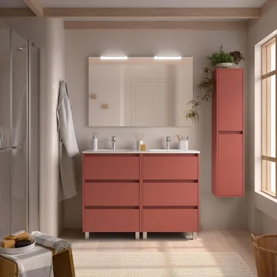 Produktbild von Badezimmermöbel BALTIC 1200 3 Schubladen RED SATIN + Waschtisch