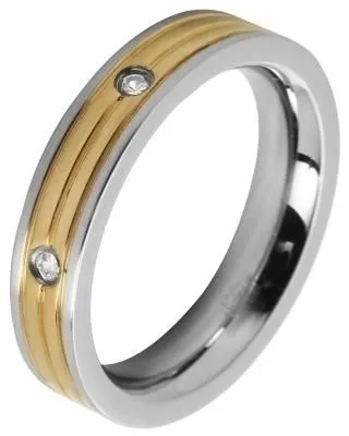 Produktbild von Akzent Damen-Ring aus Edelstahl, Zirkoniabesatz, silber-/ goldfarben