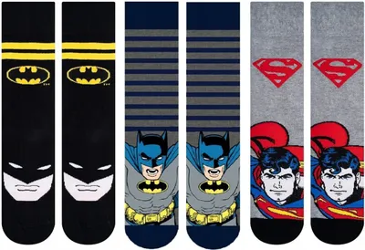 Produktbild von Set 3x Socken - Ideal für ein Geschenk - DC Comics Batman und Superman Motiv von SOXO - Herren - Baumwolle - Lustige und bunte - Größe: 40–45