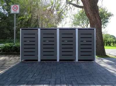 Produktbild von 4 Mülltonnenboxen Modell No.6 Anthrazitgrau für 240 Liter Mülltonnen