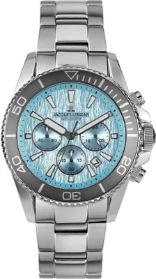 Produktbild von Jacques Lemans 1-2206K Herren-Taucheruhr Chronograph Edelstahl/Eisblau