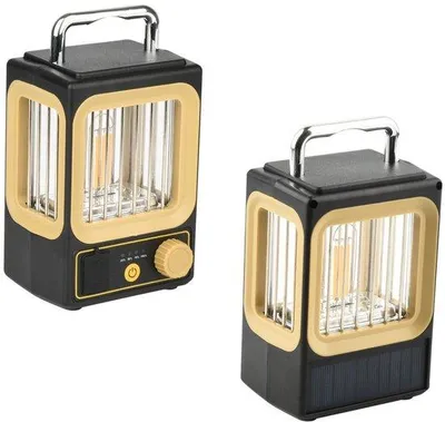 Image de Lot de 2 lanternes de camping - Capteur infrarouge - Lampes de table d'extérieur et de jardin - Jaune, à énergie solaire, pour l'extérieur