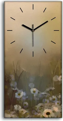 Produktbild von Wandbild Leinwand Bilder mit Uhr 30x60 Bild Blumig Gänseblümchen Blume Wiesen - schwarze Hände