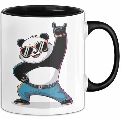 Produktbild von Panda Musiker Tasse Geschenk Lustige Geschenkidee Spruch (Schwarz)