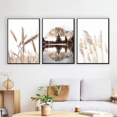 Productafbeelding van Set van 3 vintage posters, beige canvas, 30 x 40 cm, zonder frame