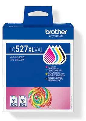 Produktbild von Brother LC527XLVAL Druckerpatrone 4 Stück(e) Original Hohe (XL-) Ausbeute Schwarz, Cyan, Magenta, Gelb