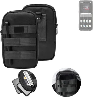 Produktbild von K-S-Trade Holster Gürtel Tasche kompatibel mit Hotwav Cyber 15 Handy Tasche Schutz Hülle dunkel-grau viele Fächer, 1x