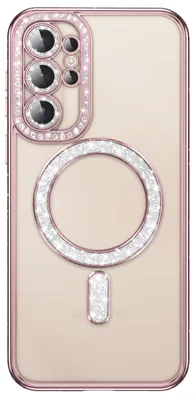 Obrázok produktu pre Avizar, puzdro s magnetickým krúžkom a zdobením z krištáľov pre Galaxy S26 Ultra, čierna/priehľadná