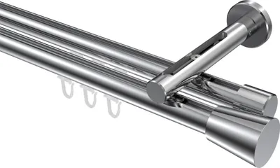 Produktbild von Interdeco Innenlaufstange / Gardinenstange mit Innenlauf Chrom, Typ Siteno Sitra (Konus), 20 mm Ø 2-läufig, 260 cm