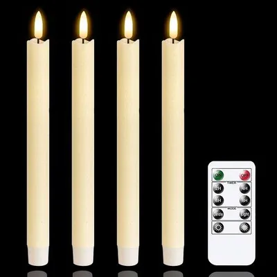 Image de Cônes LED sans flamme avec minuterie et télécommande, fonctionnant sur piles, lot de 6 cônes Cire sans flamme (2 x 25 cm)