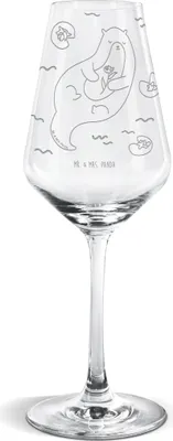Produktbild von Mr. & Mrs. Panda Weinglas Otter Seerose - Transparent - Geschenk, Fluss, Wasser, Weißwein Kelch, Glas, glücklich, Weißweinkelch, wein, Seeotter, Für