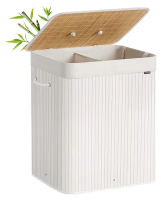 Produktbild von Wäschekorb aus Bambus weiß – Wäschekorb – Aufbewahrungskorb – 15 kg – 50 x 40 x 61 cm