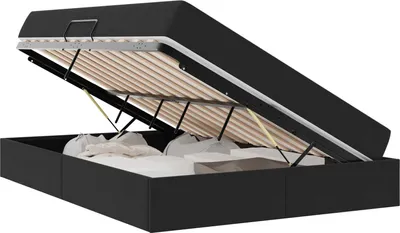 Immagine prodotto di Letto con contenitore e materasso Nero 140 x 200 cm Velluto