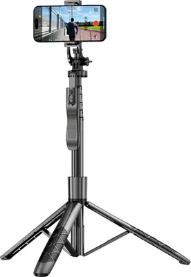 Produktbild von Crong Aluminium selfie stick Bluetooth tripod black